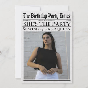 Invitación Periódico Foto Divertida Única Fiesta de Cumpleaño