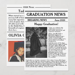 Invitación Periódico Personalizado de Graduación Edición de E
