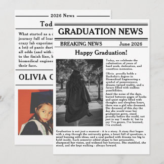 Invitación Periódico Personalizado de Graduación Edición de E
