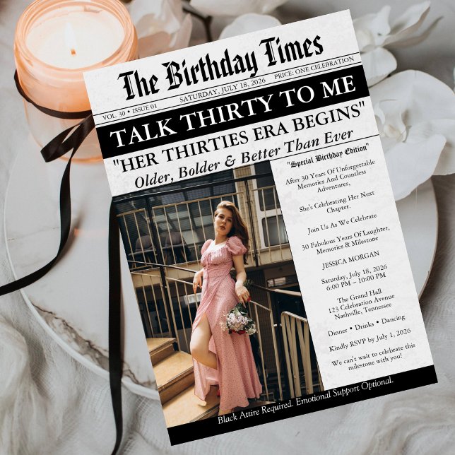 Invitación Periódico Talk Thirty To Me Cumpleaños 30  (Subido por el creador)