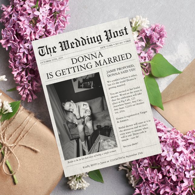 Invitación Periódico Único Divertido Bridal Shower Bacheloret (Subido por el creador)