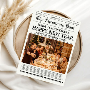 Invitación Periódico What a year Review para la familia de na
