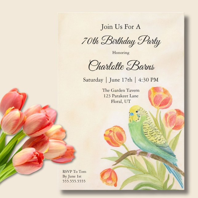 Invitación Periquito de la fiesta de cumpleaños número 70 con (Subido por el creador)