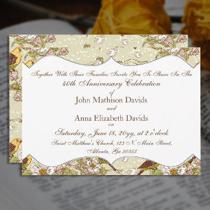 Invitación Periquito y dogwood por el 40 aniversario