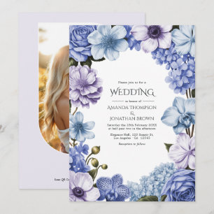 Invitación Periwinkle a la luz de la luna/ Azul de niebla sua