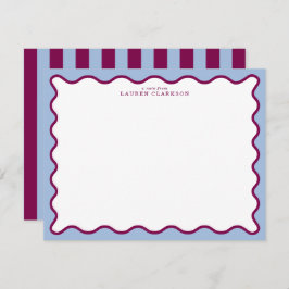 Invitación Periwinkle Blue & Berry Plum Wavy Note Card