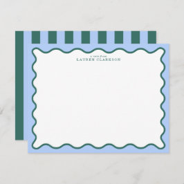Invitación Periwinkle Blue & Deep Teal Wavy Note Card