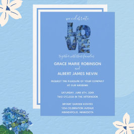 Invitación Periwinkle Blue Hydrangeas LOVE Boda