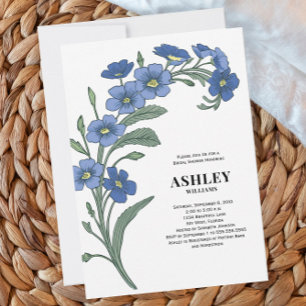 Invitación Periwinkle Blue Modern Floral Bridal Shower