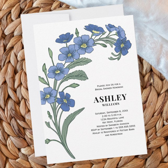 Invitación Periwinkle Blue Modern Floral Bridal Shower (Subido por el creador)