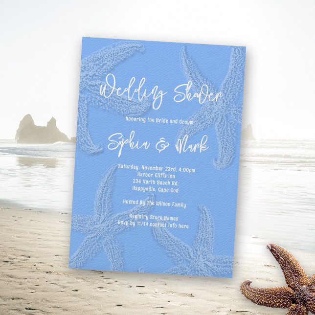 Invitación Periwinkle Blue Starfish Wedfish Ducha (Subido por el creador)