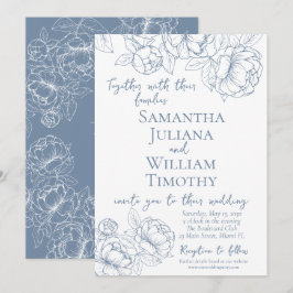 Invitación Periwinkle Botánico Boda moderno elegante con flor