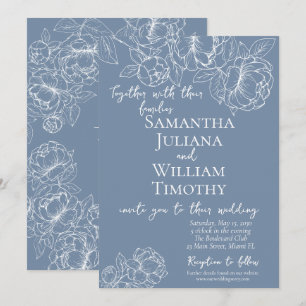 Invitación Periwinkle Botánico Boda moderno elegante con flor