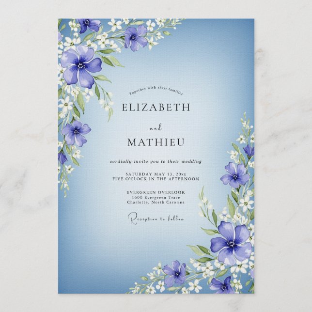 Invitación Periwinkle Floral Enchantment Wedding (Anverso)