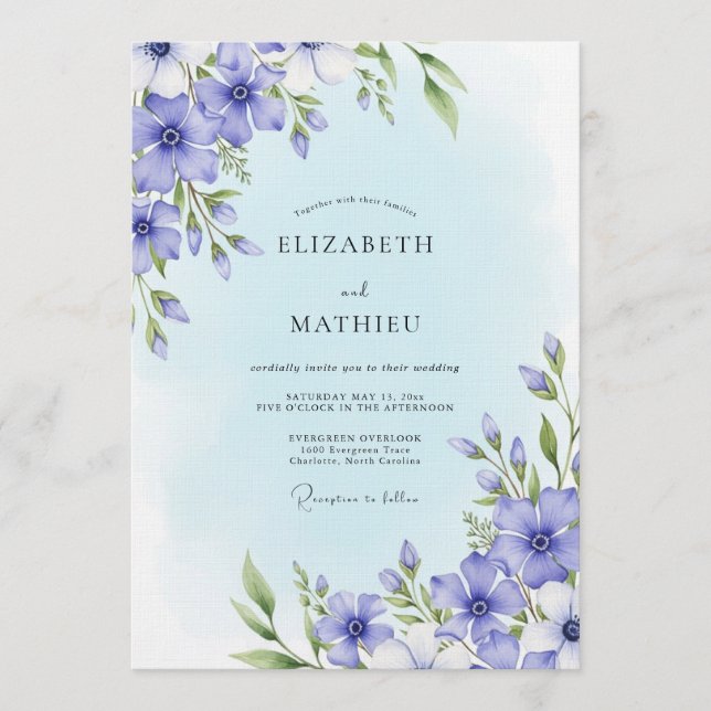Invitación Periwinkle Floral Whimsy Wedding (Anverso)