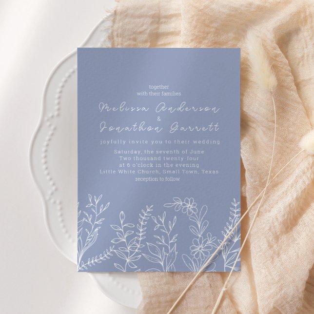 Invitación Periwinkle Flowers Boho Boda (Subido por el creador)
