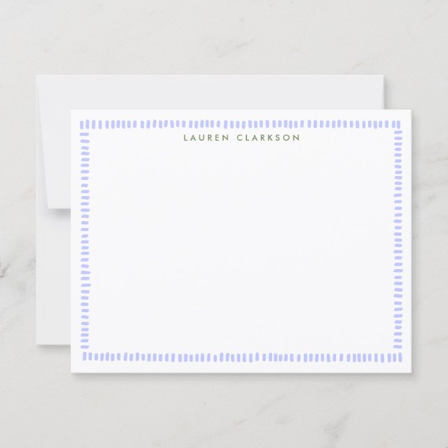 Invitación Periwinkle Hand-Painted Border Note Card (Anverso)