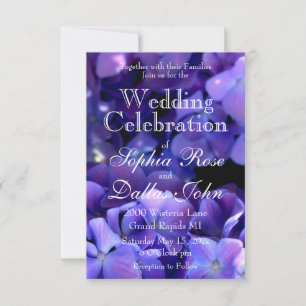 Invitación Periwinkle hidrangeas Boda azul púrpura