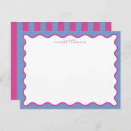 Invitación periwinkle & Hot Pink Wavy Border Note Card