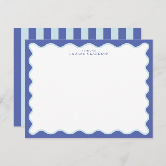Invitación Periwinkle & Icy Blue Wavy Border Note Card (Anverso / Reverso)