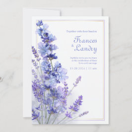 Invitación Periwinkle Lavender Gold Filigree Frame Wedding