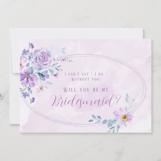 Invitación Periwinkle Lilac Peony serás mi dama de honor (Anverso)