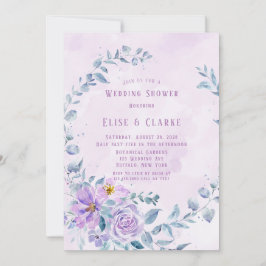 Invitación Periwinkle Lilac Peony Wreath Wedding Shower