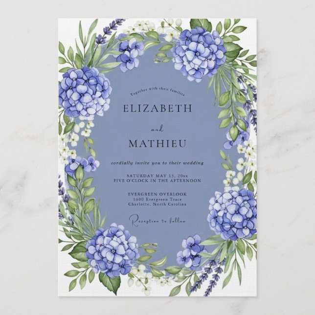 Invitación Periwinkle Lush Botanical Wedding (Anverso)