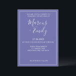 Invitación Periwinkle Minimalista moderno y Boda blanco<br><div class="desc">Bonito,  invitación de boda moderna,  minimalista y de moda,  presenta fondo azul perwining con bloques de texto de personalizable blanco en fuentes modernas</div>