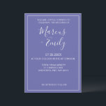 Invitación Periwinkle Minimalista moderno y Boda blanco<br><div class="desc">Bonito,  invitación de boda moderna,  minimalista y de moda,  presenta fondo azul perwining con bloques de texto de personalizable blanco en fuentes modernas</div>
