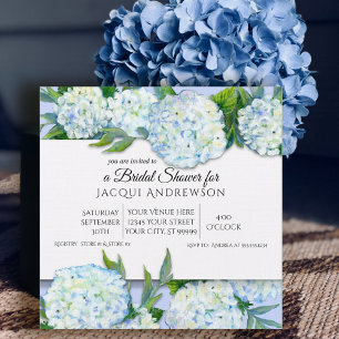 Invitación Periwinkle n Hydrangeas Blanca Floral Bridal Showe