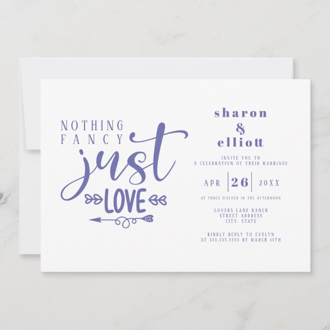 Invitación Periwinkle Nothing Fancy Just Love Boda (Anverso)