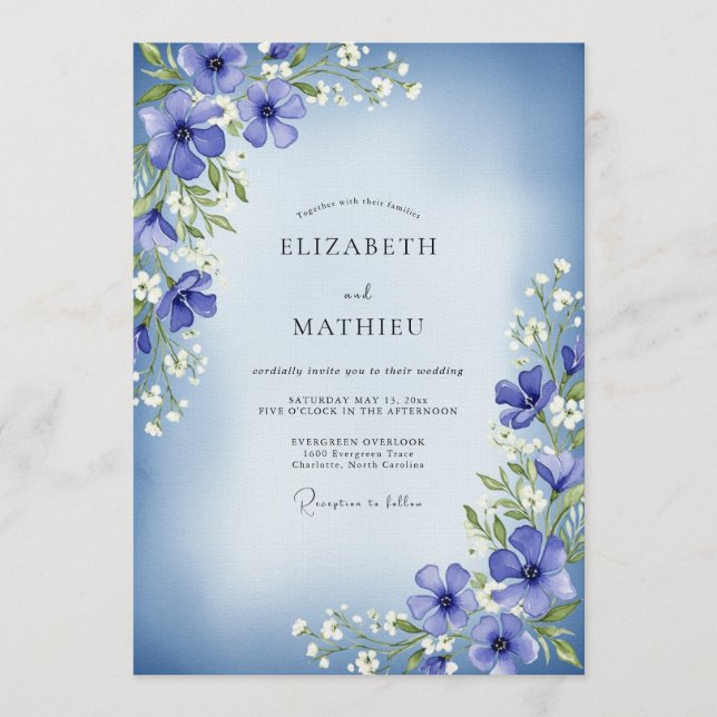 Invitación Periwinkle Painterly Floral Enchantment Wedding (Anverso)