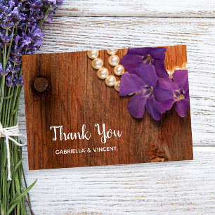 Invitación Periwinkle Pearls Barn Wood Boda Gracias Nota