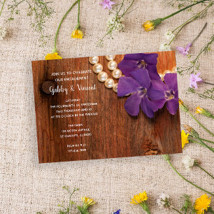 Invitación Periwinkle Pearls Country Engagement Barn Fiesta