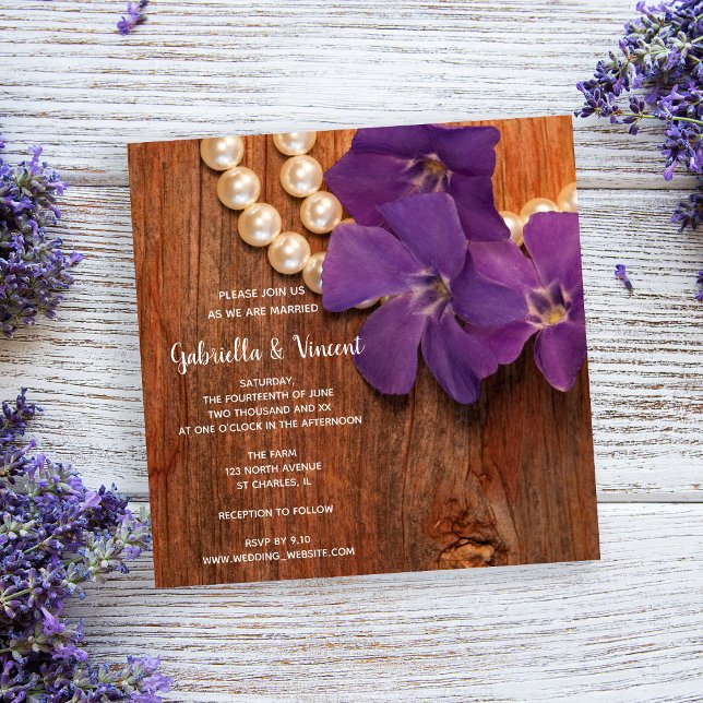 Invitación Periwinkle, Perlas y Boda de Barn Wood Ranch (Subido por el creador)