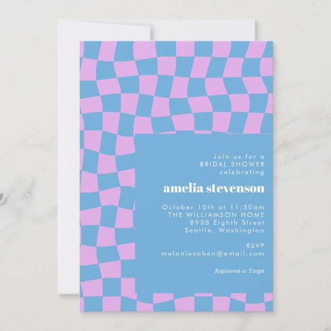 Invitación Periwinkle Púrpura Pizarra Azul Ducha de novia (Anverso)