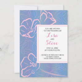 Invitación Periwinkle tropical floral y Boda rosa