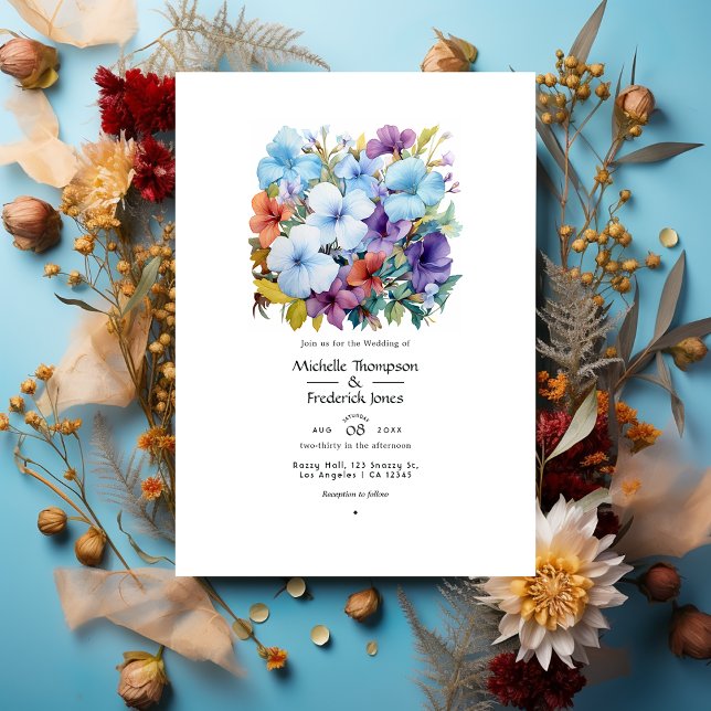 Invitación Periwinkle, turquesa y Boda marrón rojizo (Subido por el creador)
