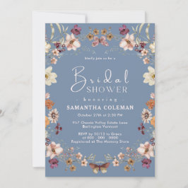 Invitación Periwinkle Wildflower Boho Pastel Ducha de novias