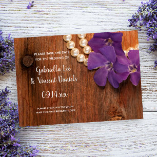 Invitación Periwinkle y Pearls Barn Wedding Salven la fecha