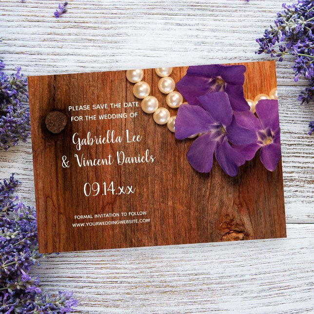 Invitación Periwinkle y Pearls Barn Wedding Salven la fecha (Subido por el creador)