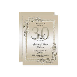 Invitación Perla Brillo y Purpurina 30 Aniversario de Boda