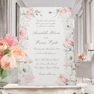 Invitación Perla de bodas de jardín floral de Rubor & White R