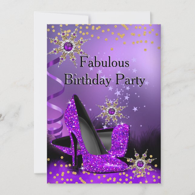 Invitación Perla de la fiesta de cumpleaños del purpurina Pur (Anverso)