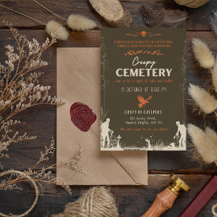 Invitación Perla del Cementerio con acento Naranja de zanahor
