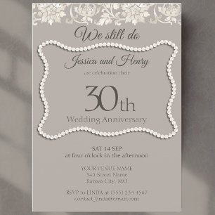 Invitación Perla elegante 30º aniversario de bodas
