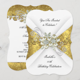 Invitación Perla elegante con diamantes blancos en oro amaril