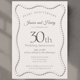 Invitación Perla elegante foto del 30 aniversario de bodas