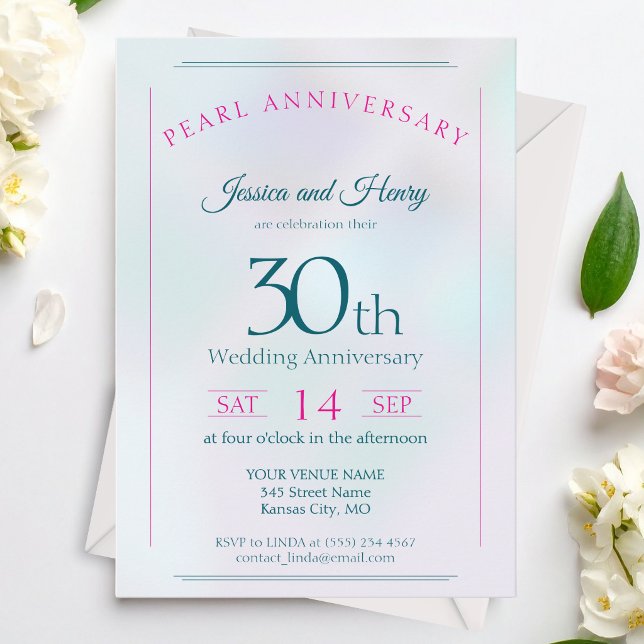 Invitación Perla Irisada 30º aniversario de bodas (Subido por el creador)